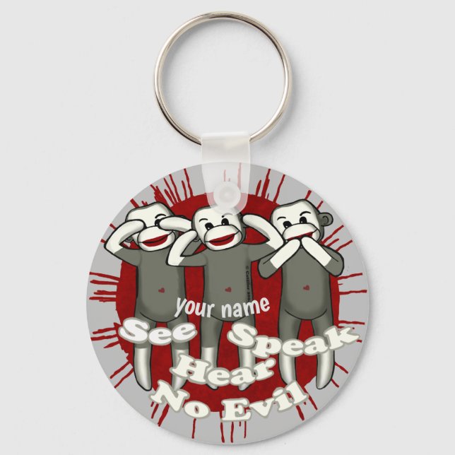 Llavero Tecla Speak No Evil Sock Monkeys (Anverso)