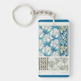Llavero Teclado de arte textil floral Art Nouveau iris lil