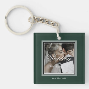 Llavero Teclado de boda de fotos de personalizable verde e