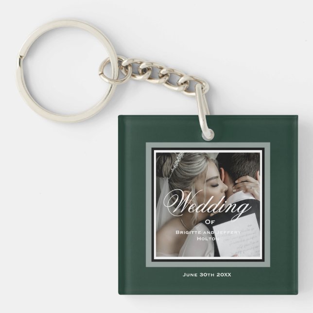 Llavero Teclado de boda de fotos de personalizable verde e (Frente)