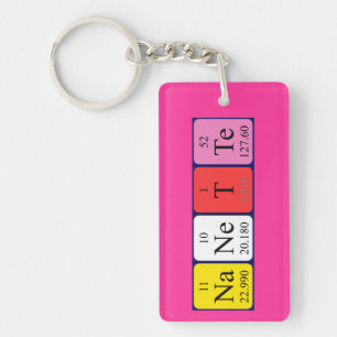 Llavero Teclado de nombre de tabla periódica de Nanette