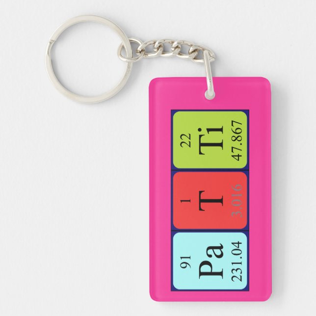 Llavero Teclado de nombre de tabla periódica de patentes (Frente)