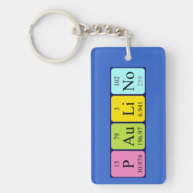 Llavero Teclado de nombre de tabla periódica de Paulino (Frente)