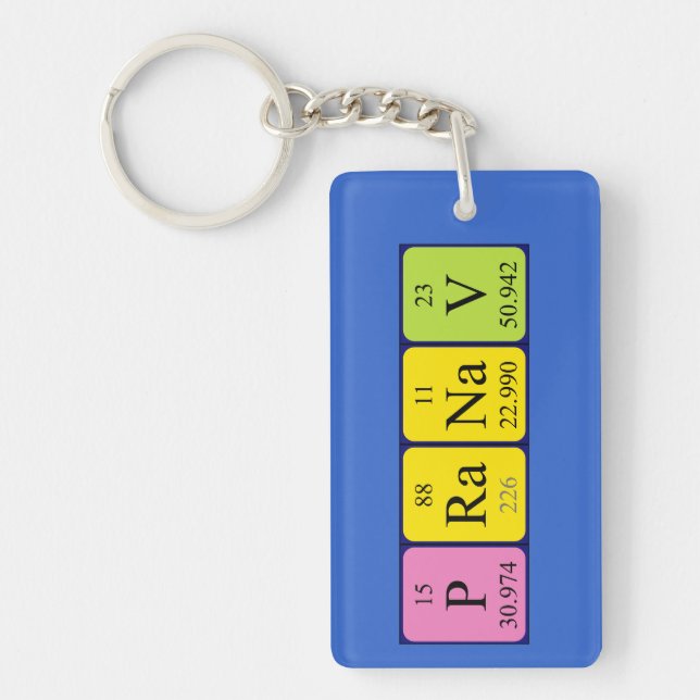 Llavero Teclado de nombre de tabla periódica de Pranav (Frente)