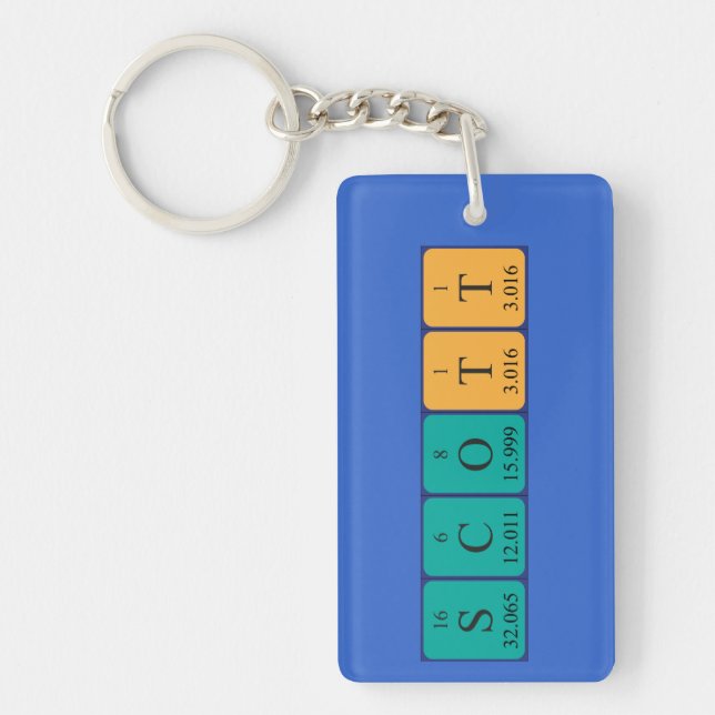 Llavero Teclado de nombre de tabla periódica de Scott (Frente)