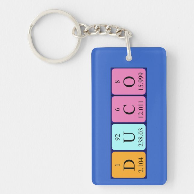 Llavero Teclado de nombre de tabla periódica Duco (Frente)