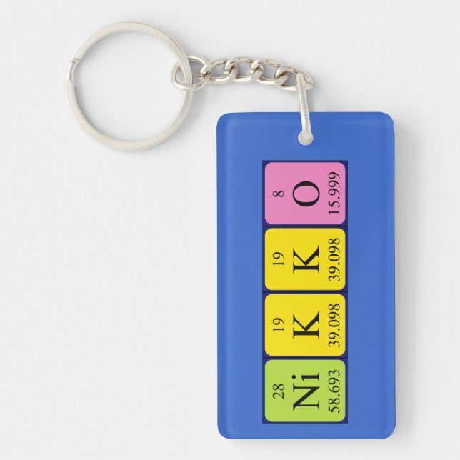 Llavero Teclado de nombre de tabla periódica Nikko (Frente)