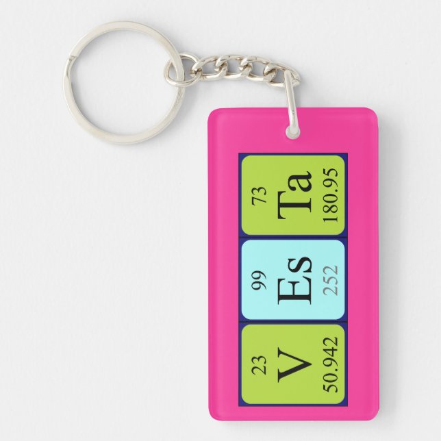 Llavero Teclado de nombre de tabla periódica Vesta (Frente)