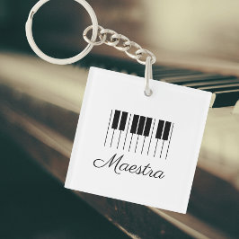 Llavero Teclado Maestra Piano Music Teacher con nombre