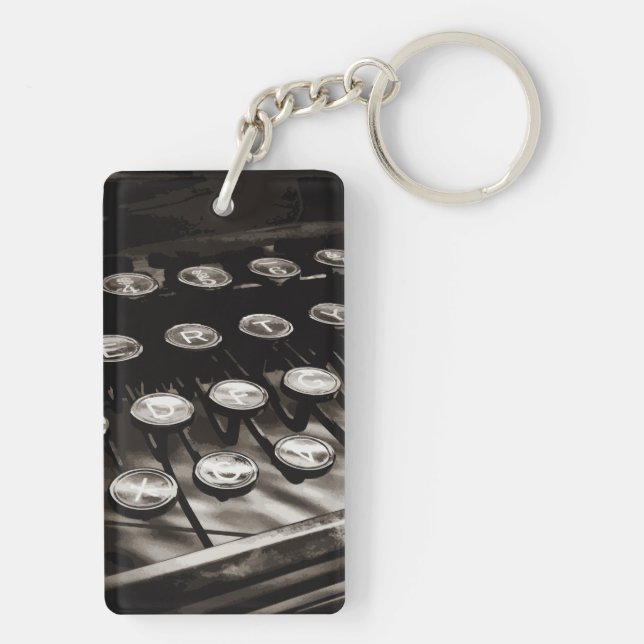 Llavero Teclas antiguas de máquina de escribir en blanco n (Atrás)