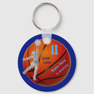 Llavero Teclas de baloncesto: tu año, número, nombre, equi