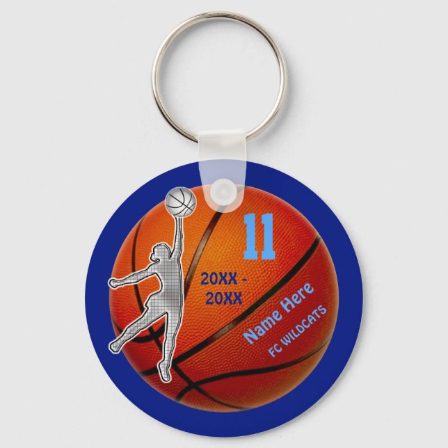 Llavero Teclas de baloncesto: tu año, número, nombre, equi (Anverso)