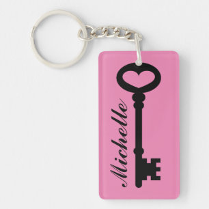 Llavero Teclas de clave de vintage con nombre y color pers