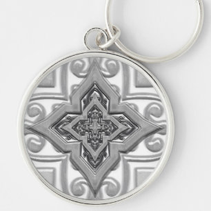 Llavero Teclas de efecto 3D plateado metálico