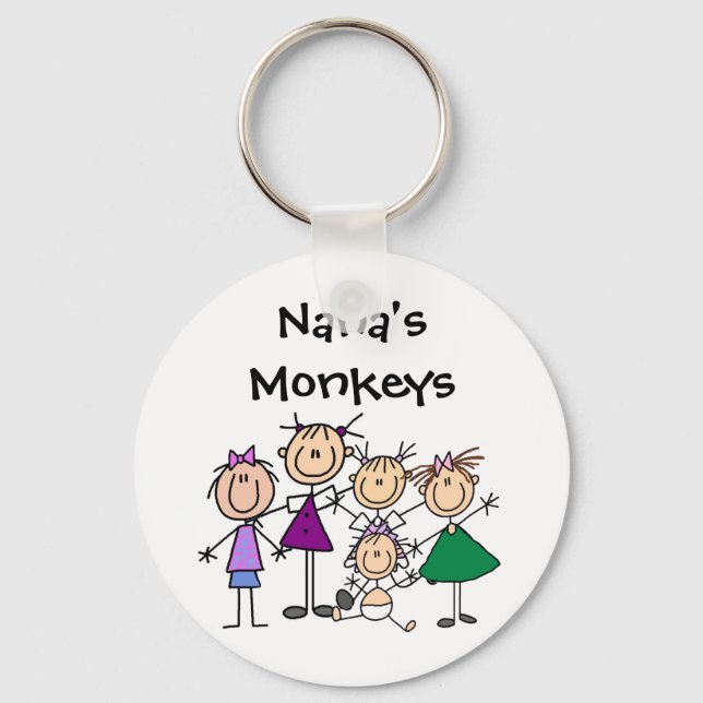 Llavero Teclas de la familia de figuras de palo personaliz (Anverso)