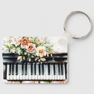 Llavero Teclas de piano de cola y flores