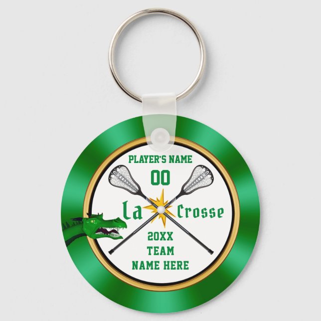 Llavero Teclas Lacrosse personalizadas en verde y blanco (Anverso)