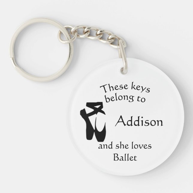 Llavero Teclas Nombre personalizado Ama el ballet (Frente)