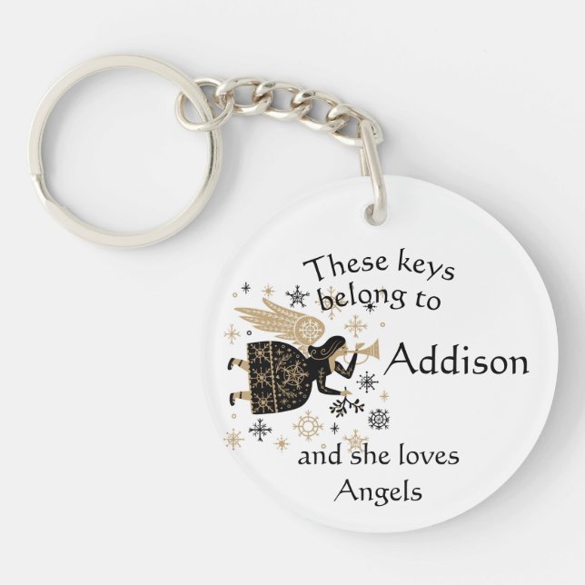 Llavero Teclas Nombre personalizado ama los ángulos (Frente)