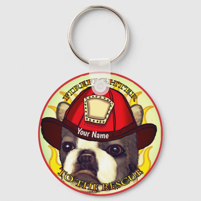 Llavero Teclas para bomberos de Boston Terrier (Anverso)