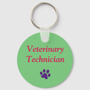 Llavero Técnico veterinario/impresión púrpura/verde de