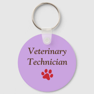 Llavero Técnico veterinario/impresión roja/púrpura de l