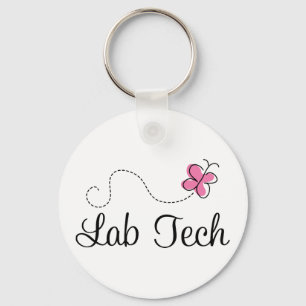 Llavero Tecnología de laboratorio de mariposa rosa cúpula