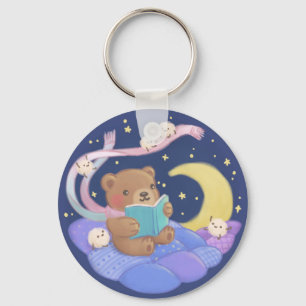 Llavero Teddy Bear Leyendo con Ilustracion Fluffy Monsters