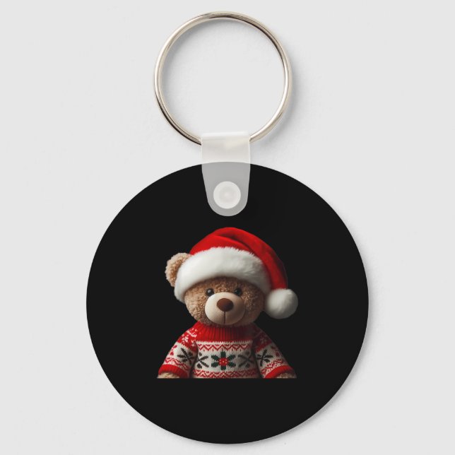 Llavero Teddy Bear With Santa Hat Christmas Xmas Lover Kid (Anverso)