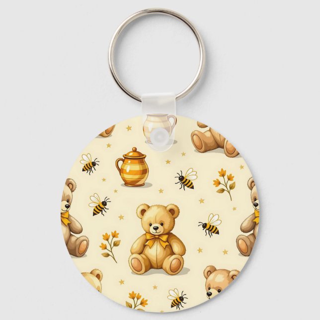 Llavero Teddy Bears Honey Bees Nursery Pattern (Anverso)