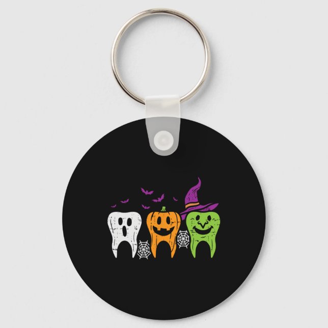 Llavero Teeth Ghost Pumpkin Witch Cute Dental Halloween De (Anverso)