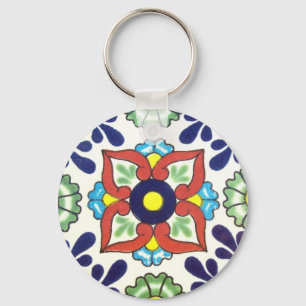 Llavero Teja de Talavera del mexicano (rojo, verde,