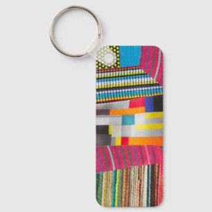 Llavero tejido anillos y puntos mini collage