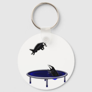 Llavero tejones trampolining