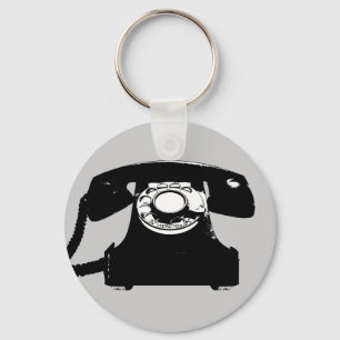 Llavero teléfono negro retro