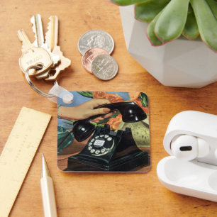 Llavero Teléfono retro con marcación rotatoria, negocio vi