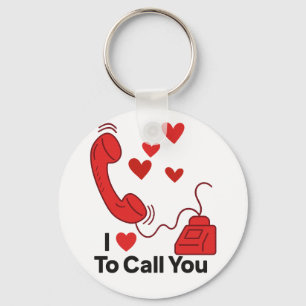 Llavero Teléfono rojo de amor - Ilustracion de llamadas re