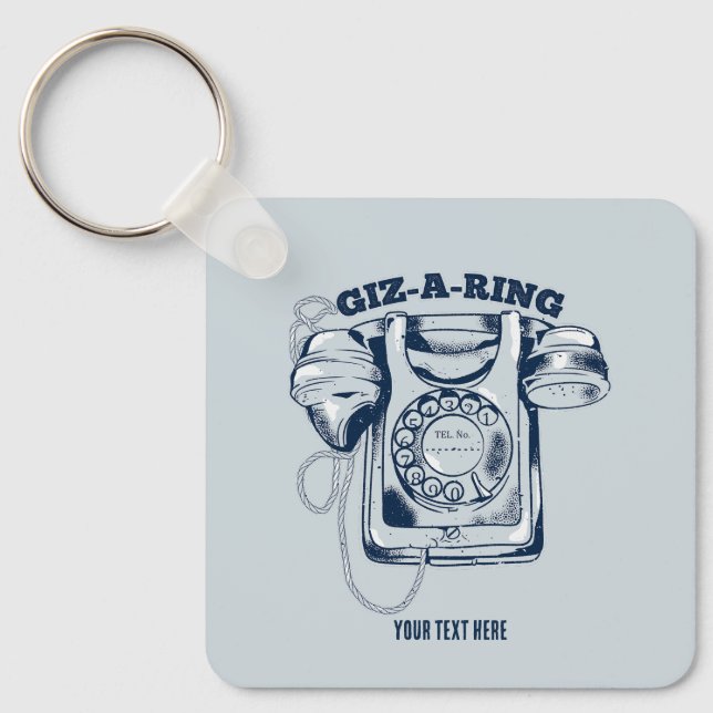 Llavero Teléfono telefónico de Rotary Azul (Anverso)