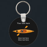 Llavero Tema de deportes acuáticos de Guay Kayak<br><div class="desc">Teclas promocionales de temas de deportes náuticos Guay diseñadas con un kayak en el fondo y texto que puedes personalizar en línea. Entregar estos datos a los clientes de las ferias,  nuevos clientes en su negocio de alquiler de kayak,  o para promocionar un evento deportivo especial.</div>