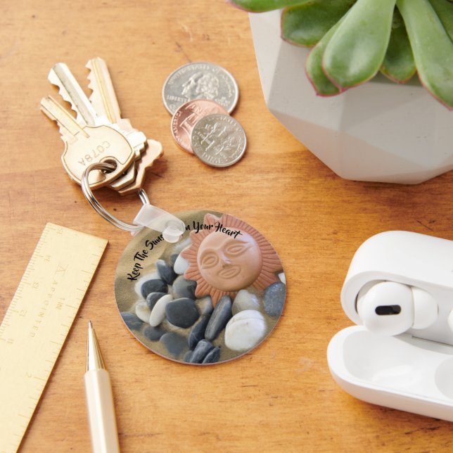 Llavero Tema de la playa Terra Cotta Sun, Sand y Rocas Per (Escritorio )