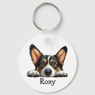 Llavero Tema personalizado del Corgi negro
