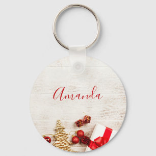 Llavero Temas de navidades en una pizarra de madera rústic