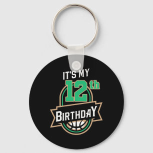 Llavero Temática de cumpleaños de mi bisketbyll de doce añ