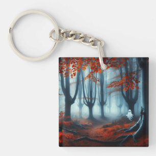 Llavero Tembloroso bosque de otoño con un fantasma