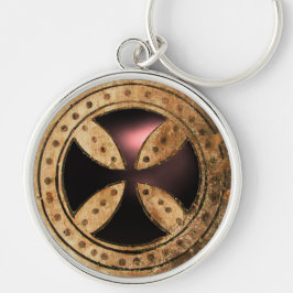 Llavero TEMPLAR ANTIGUO Gema de Onyx negro CRUZ