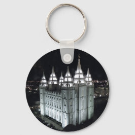 Llavero Templo de Salt Lake City LDS por la noche.