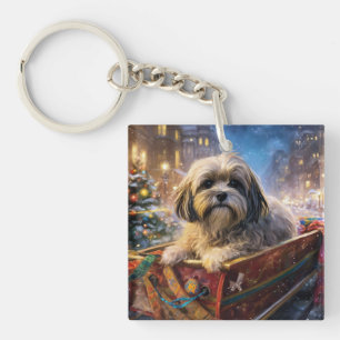 Llavero Temporada festiva de los Navidades Apso de Lhasa