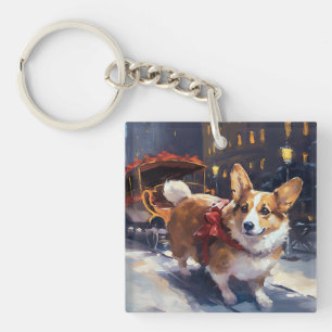 Llavero Temporada Navideña Festiva de Corgi
