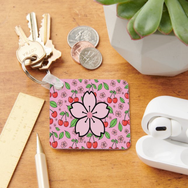 Llavero Tendencias Kawaii Rojo Cereza Vibraciones Estética (Escritorio )