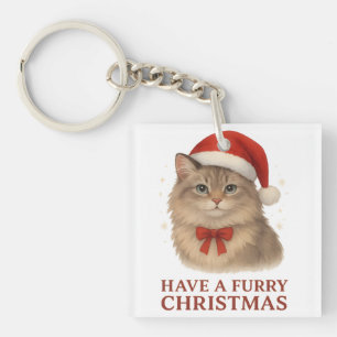 Llavero Tenga una Navidad Peluda Gatito Siberiano Lindo Sa